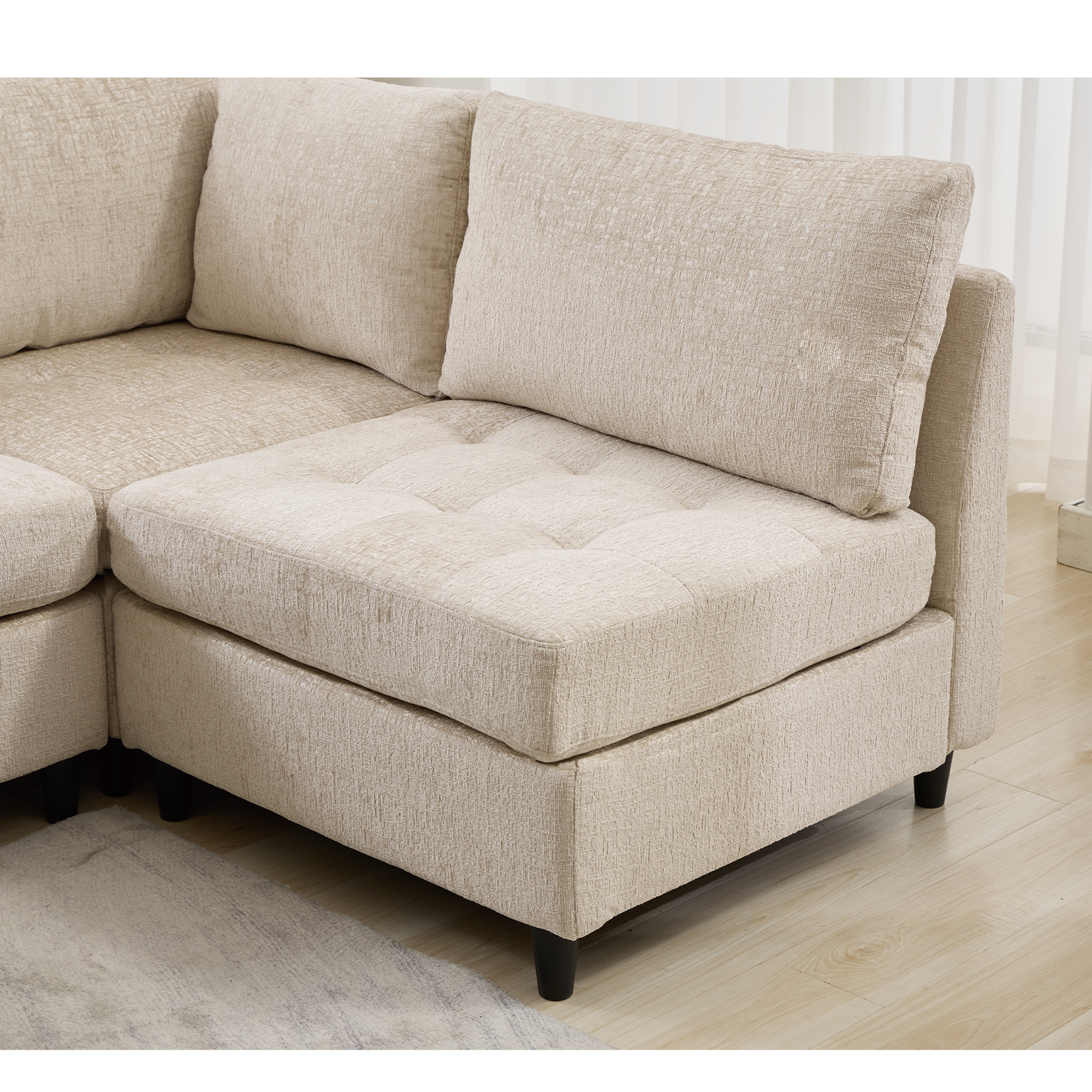 [NEW ARRIVED] [VIDEO PROVIDED]   Modular Sectional Couch with Storage Ottoman, U Shaped Sofa, Storage Ottoman,Minimalist ,Convertible Modular Sofa,Chenille ,Upholstered,6 Seat,Living Room,  Beige