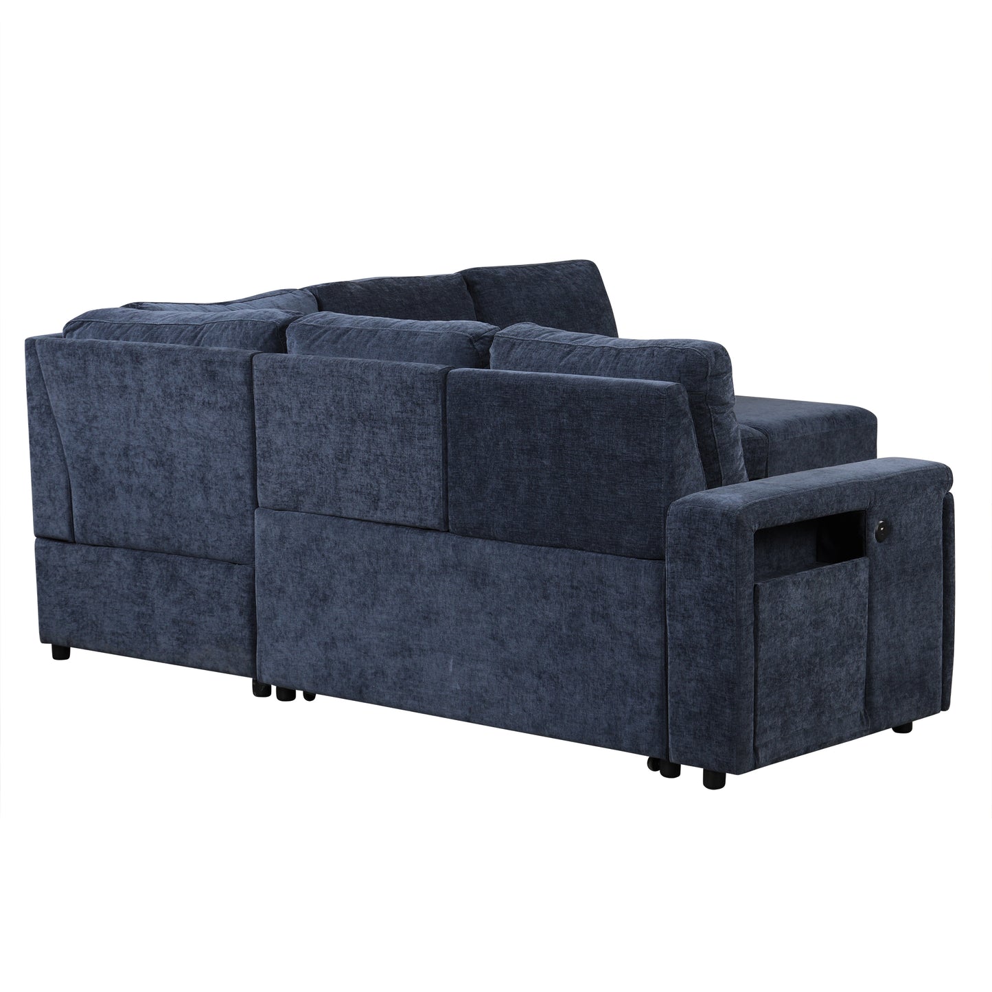 U_STYLE  L-shaped Padded Modular Sofa with Storage Space, USB Ports, and Cup Holders on the Armrests, Suitable for Living Rooms, Offices, and Apartments.