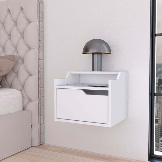 Nolan White Dual-Shelf Display Nightstand