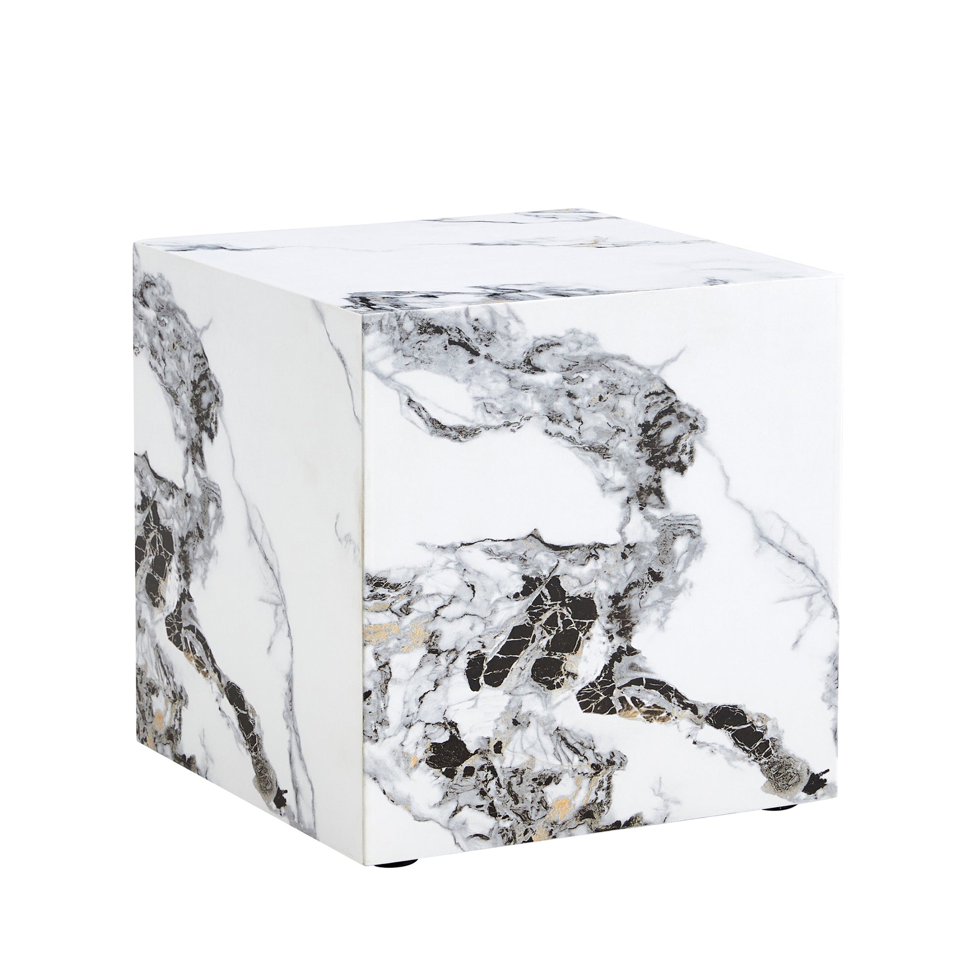 Modern white MDF+sticker material cube stylish texture design coffee table -15.75 inches