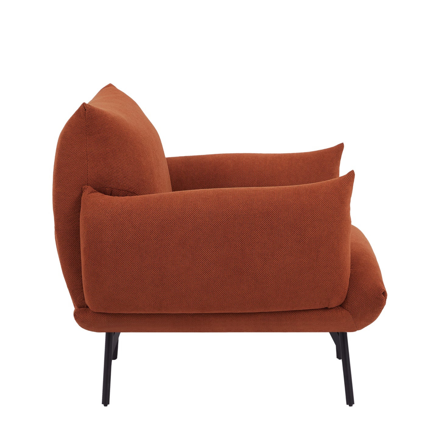 Oversized Living Room Accent Armchair Upholstered-Single Sofa Chair, Mid-Century Modern Comfy Fabric Armchair with Metal Leg for Bedroom Living Room Apartment Curry