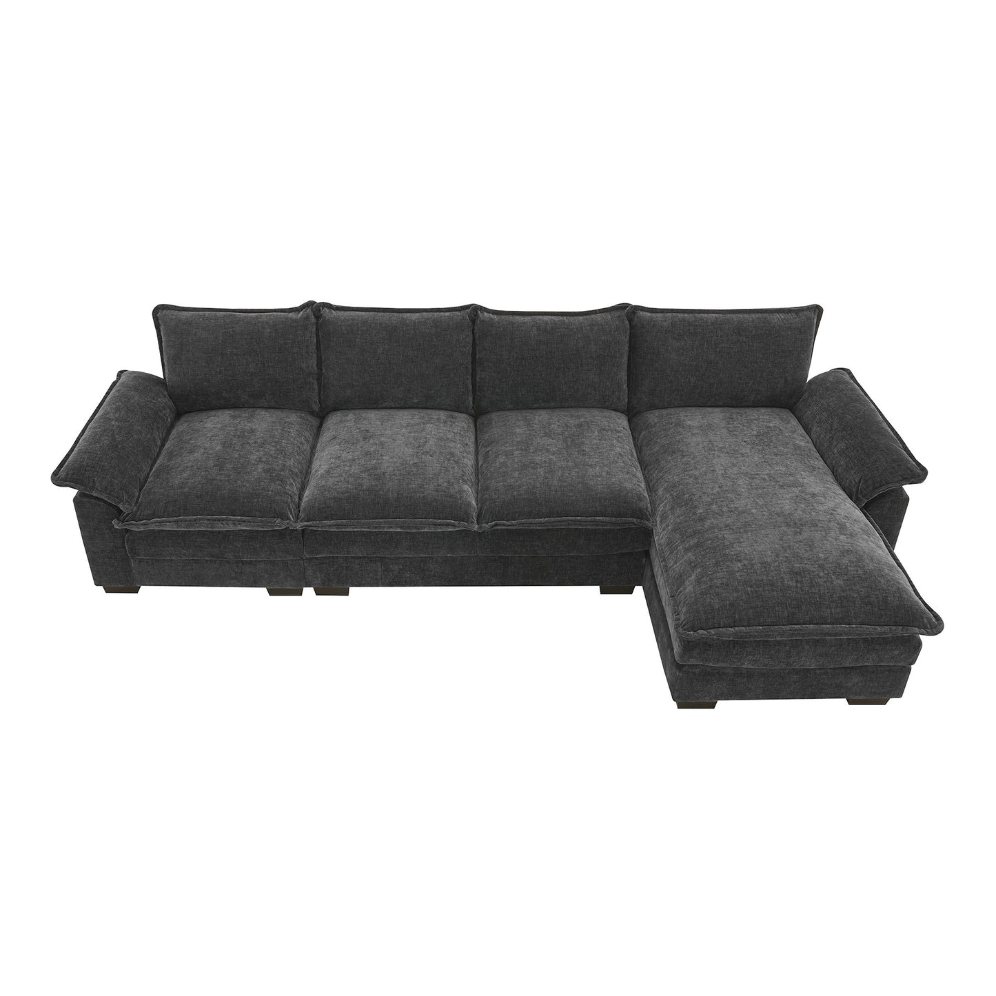 [VIDEO provided][New]118*55" Modern L-shaped Chenille Cloud Sofa with Double Seat Cushions,5-seat Upholstered Indoor Furniture,Sleeper Sofa Couch with Chaise Lounge for Living Room,Apartment,4 Colors