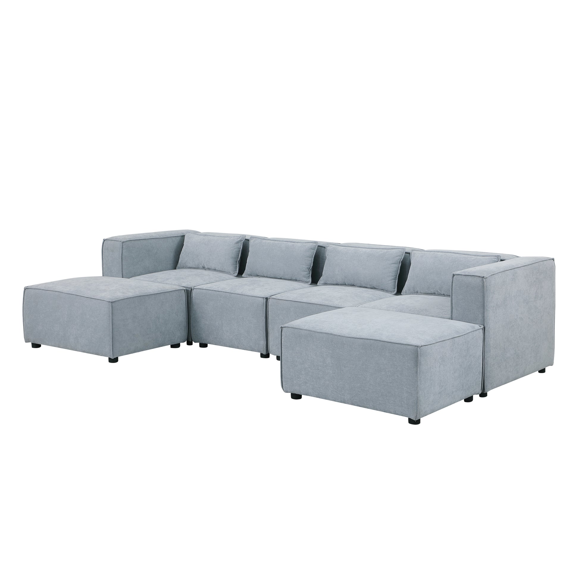 modular sofa Grayish blue  chenille fabric,  simple and grand, the seat and back is very soft. this is also a KNOCK DOWN sofa