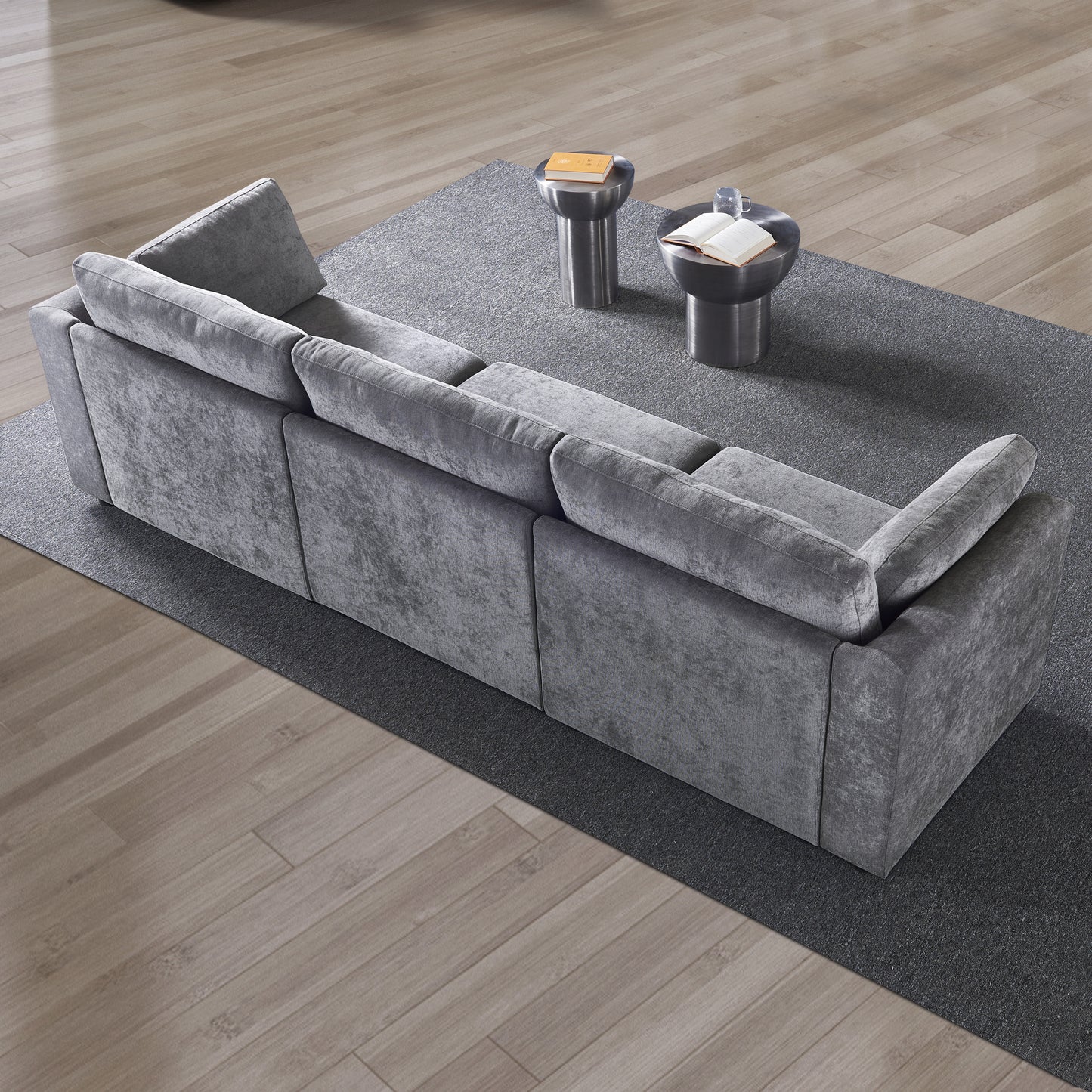 modular sofa grey chenille fabric,  simple and grand, the seat and back is very soft. this is also a KNOCK DOWN sofa