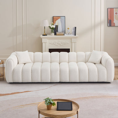 110.23 Inch Oversized Modern Design Sofa,Upholstery Tufted Cloud 41.33''Oversized  Deep Seat Sofa,Teddy Fabric Boucle 4 Seats Couch with Solid Wood for Living Room, Office, Bedroom,Apartment