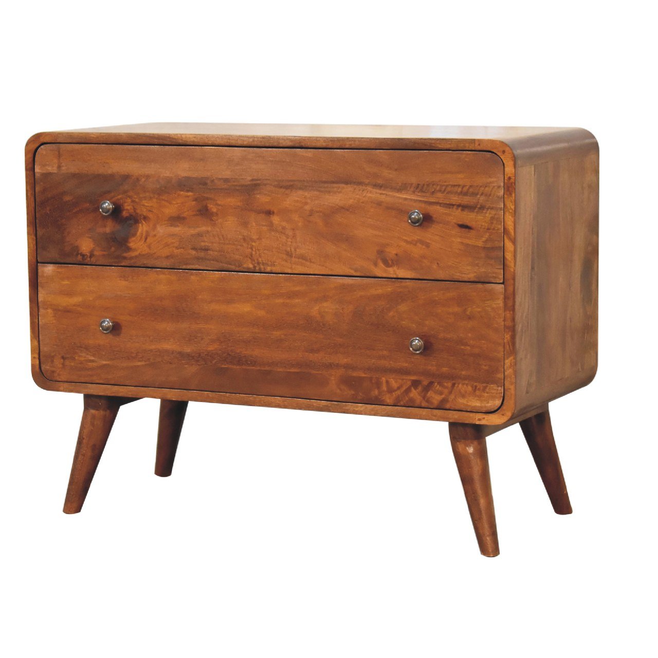 2 Drawer Curved Chestnut Chest - Groovy Boardz