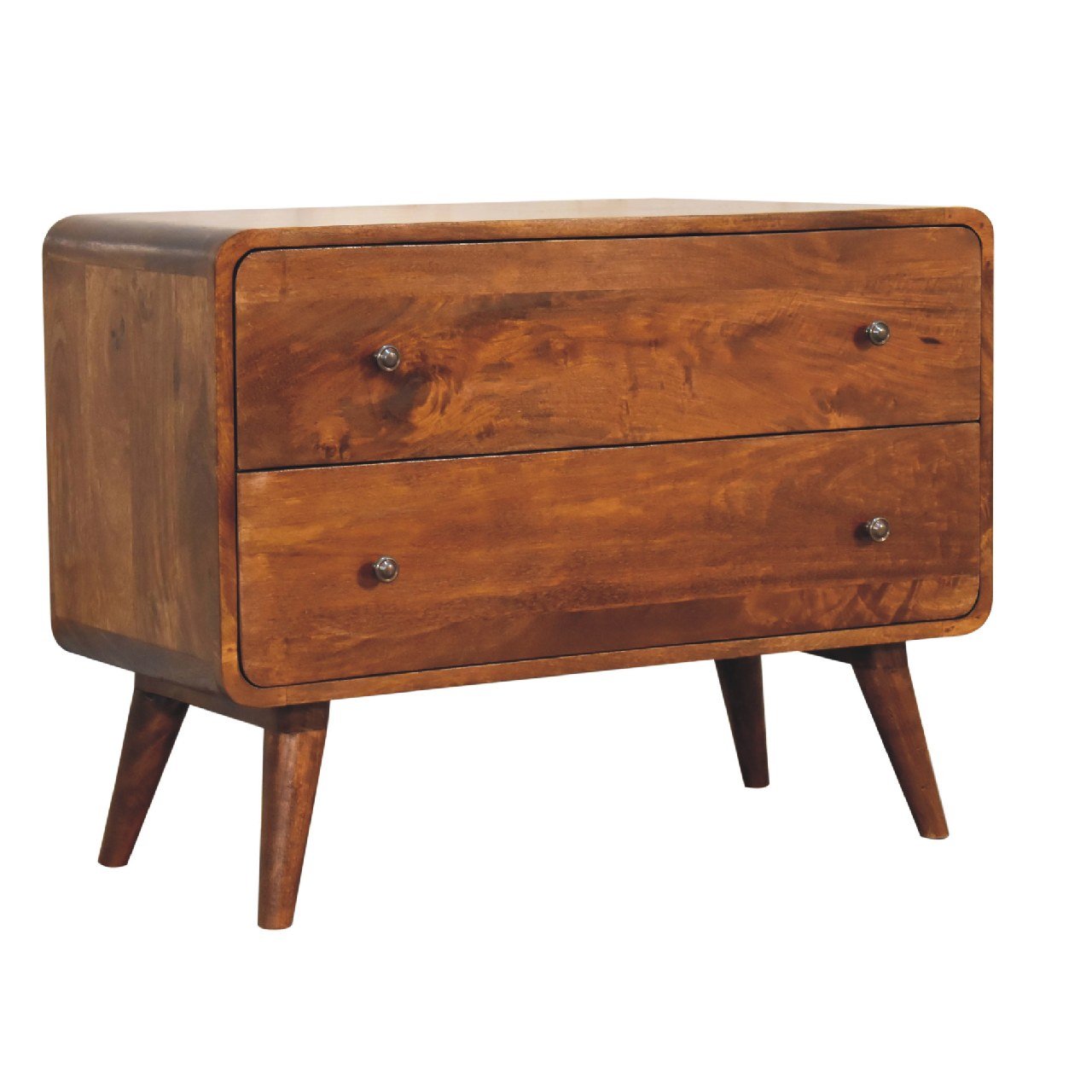 2 Drawer Curved Chestnut Chest - Groovy Boardz