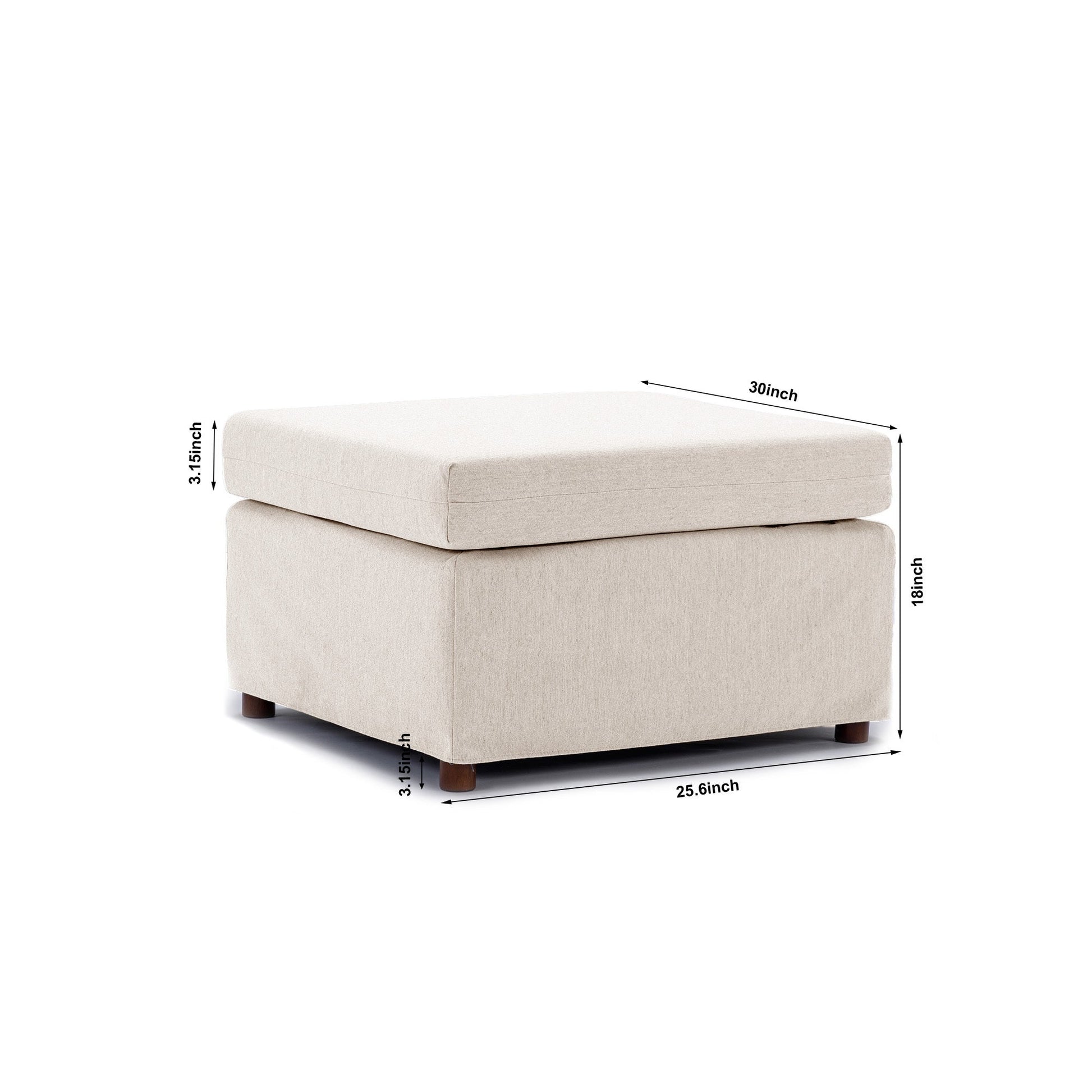 2 Seat Module Sectional Sofa Couch With 1 Ottoman,Seat Cushion and Back Cushion Removable and Washable,Cream - Groovy Boardz