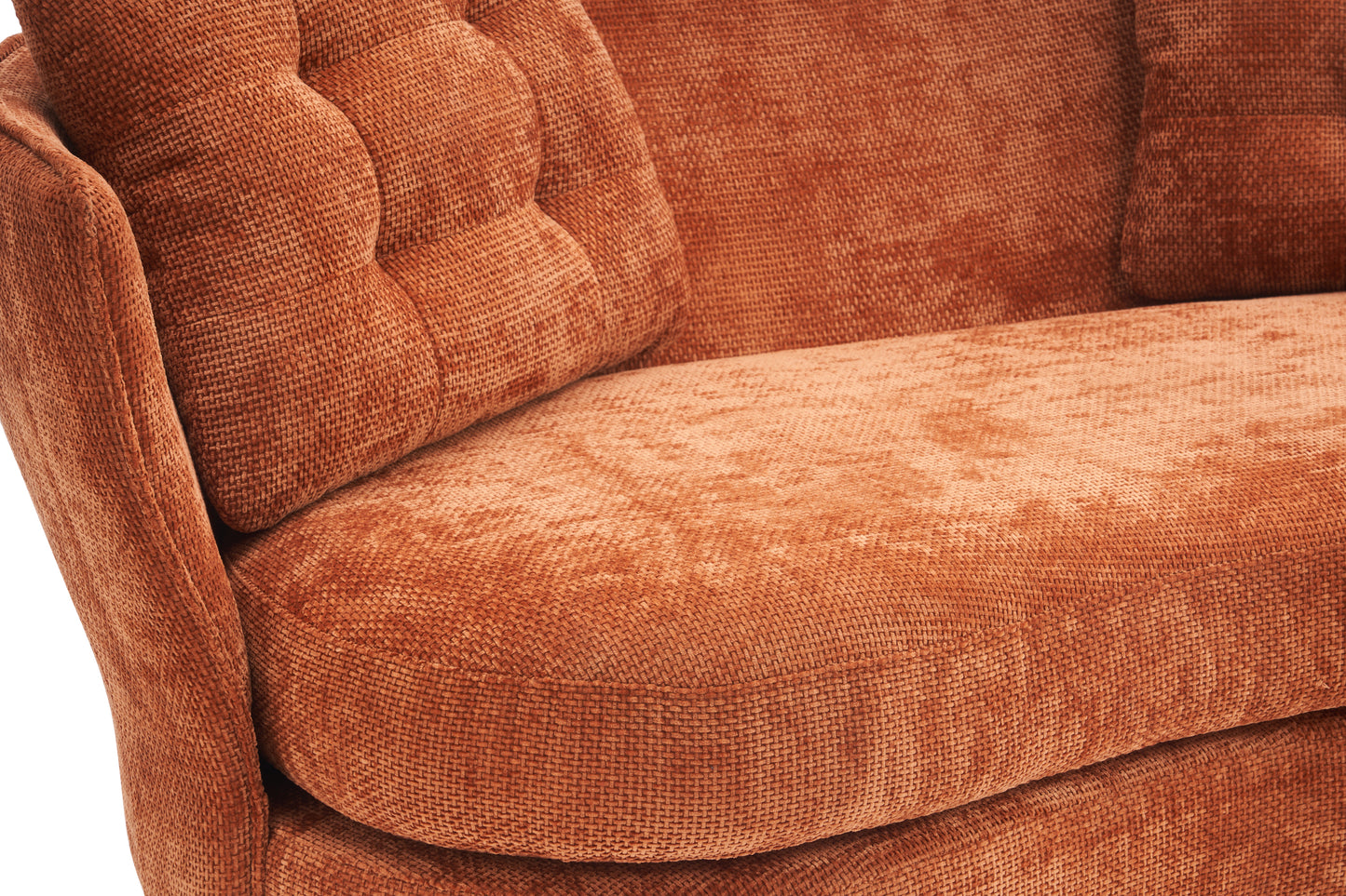 Polyester fiber Loveseat Sofa Chair Upholstered Couch with Golden Metal Legs Club Two-Seat Sofa for Living Reading Room Bedroom Apartment Small Space Dorm,Orange.