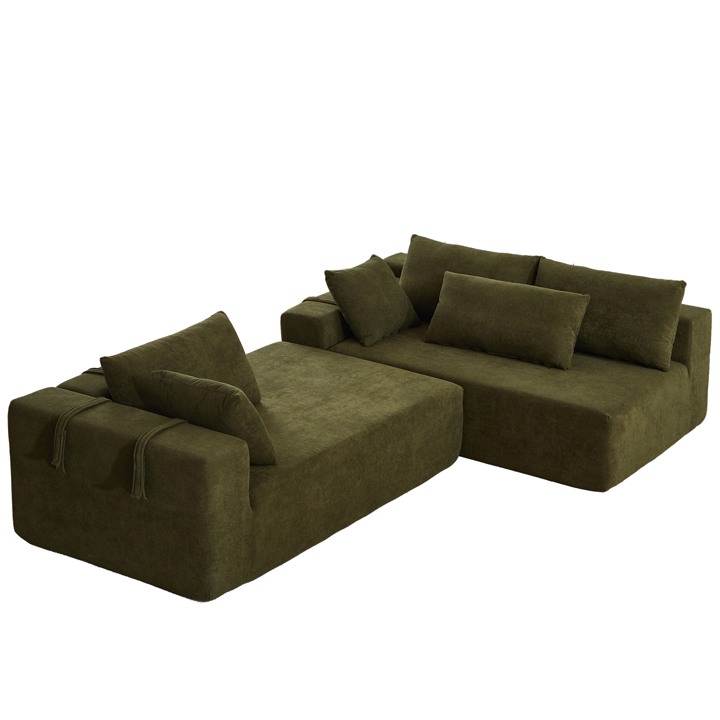 Modern Chenille Upholstered Sectional Sofa Couch Set,Modular 108" L Shaped Sectional Living Room Sofa Set With 6 Pillows,Free Combination Sofa Couch for Living Room,Bedroom(Right Chaise)