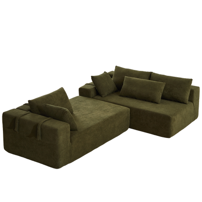 Modern Chenille Upholstered Sectional Sofa Couch Set,Modular 108" L Shaped Sectional Living Room Sofa Set With 6 Pillows,Free Combination Sofa Couch for Living Room,Bedroom(Right Chaise)