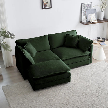 Oversized Modular Deep Seat Sectional Sofa, Green Sectional, Free Combination, Cloud Sofa