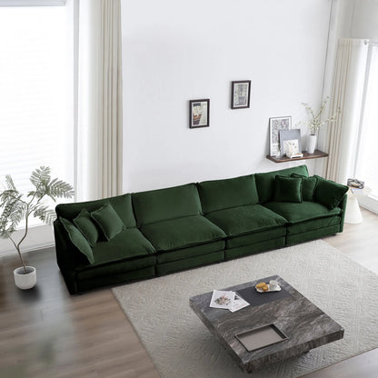 Oversized Modular Deep Seat Sectional Sofa, Green Sectional, Free Combination, Cloud Sofa