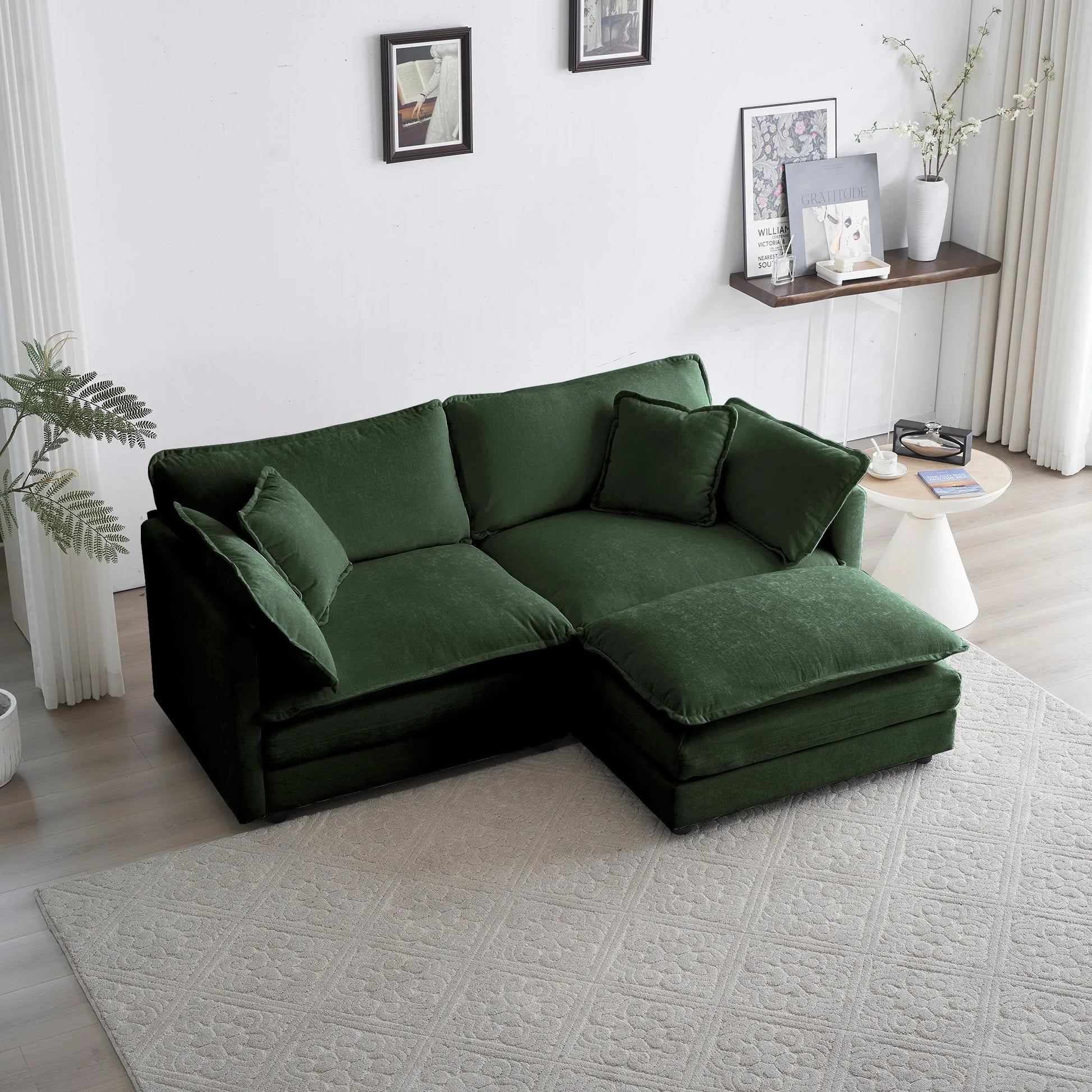 Oversized Modular Deep Seat Sectional Sofa, Green Sectional, Free Combination, Cloud Sofa