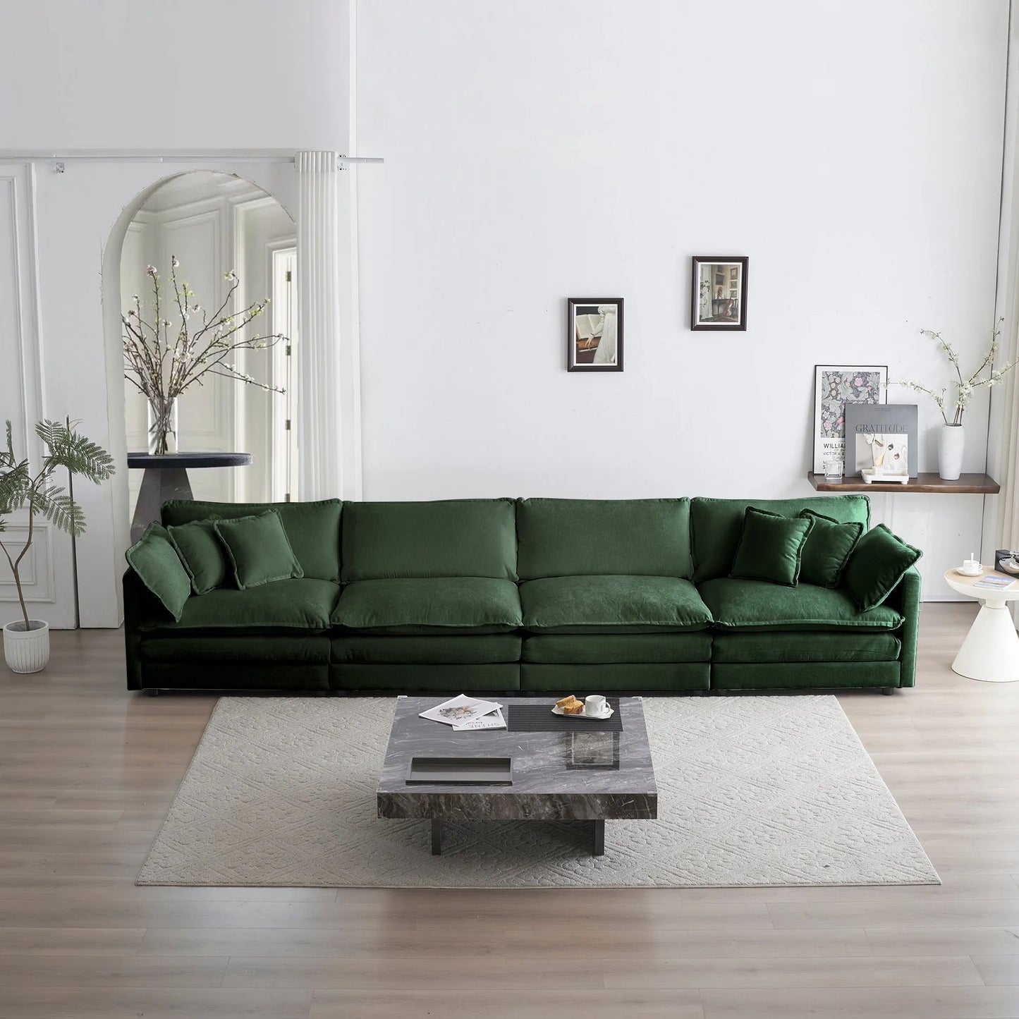 Oversized Modular Deep Seat Sectional Sofa, Green Sectional, Free Combination, Cloud Sofa