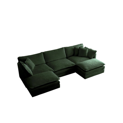 Oversized Modular Deep Seat Sectional Sofa, Green Sectional, Free Combination, Cloud Sofa