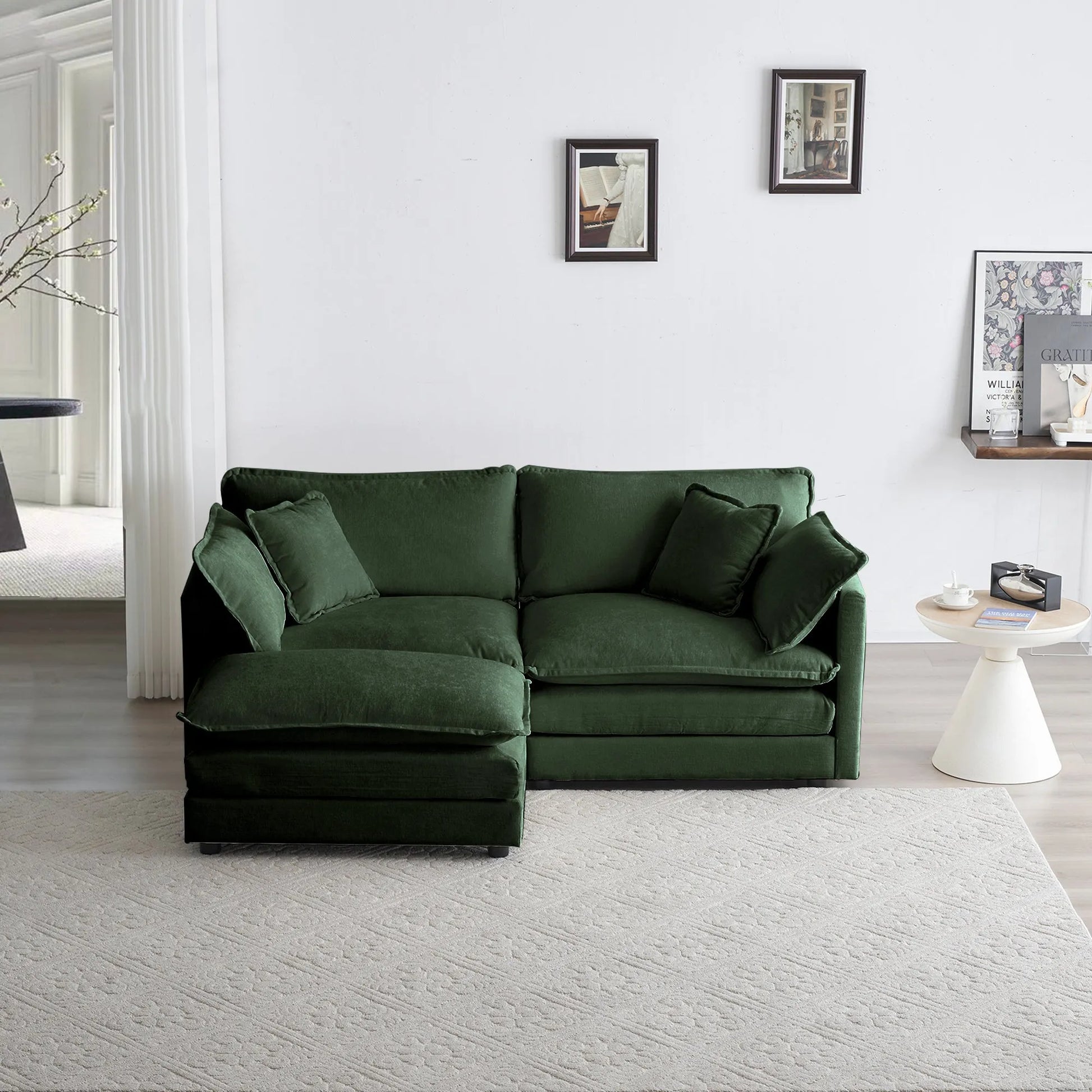 Oversized Modular Deep Seat Sectional Sofa, Green Sectional, Free Combination, Cloud Sofa