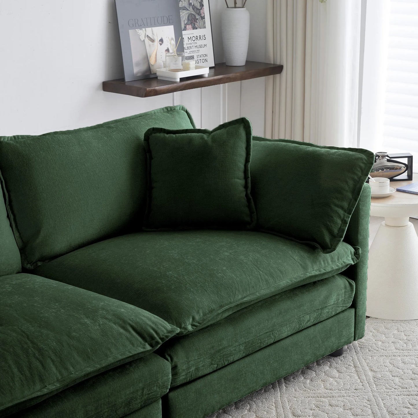 Oversized Modular Deep Seat Sectional Sofa, Green Sectional, Free Combination, Cloud Sofa