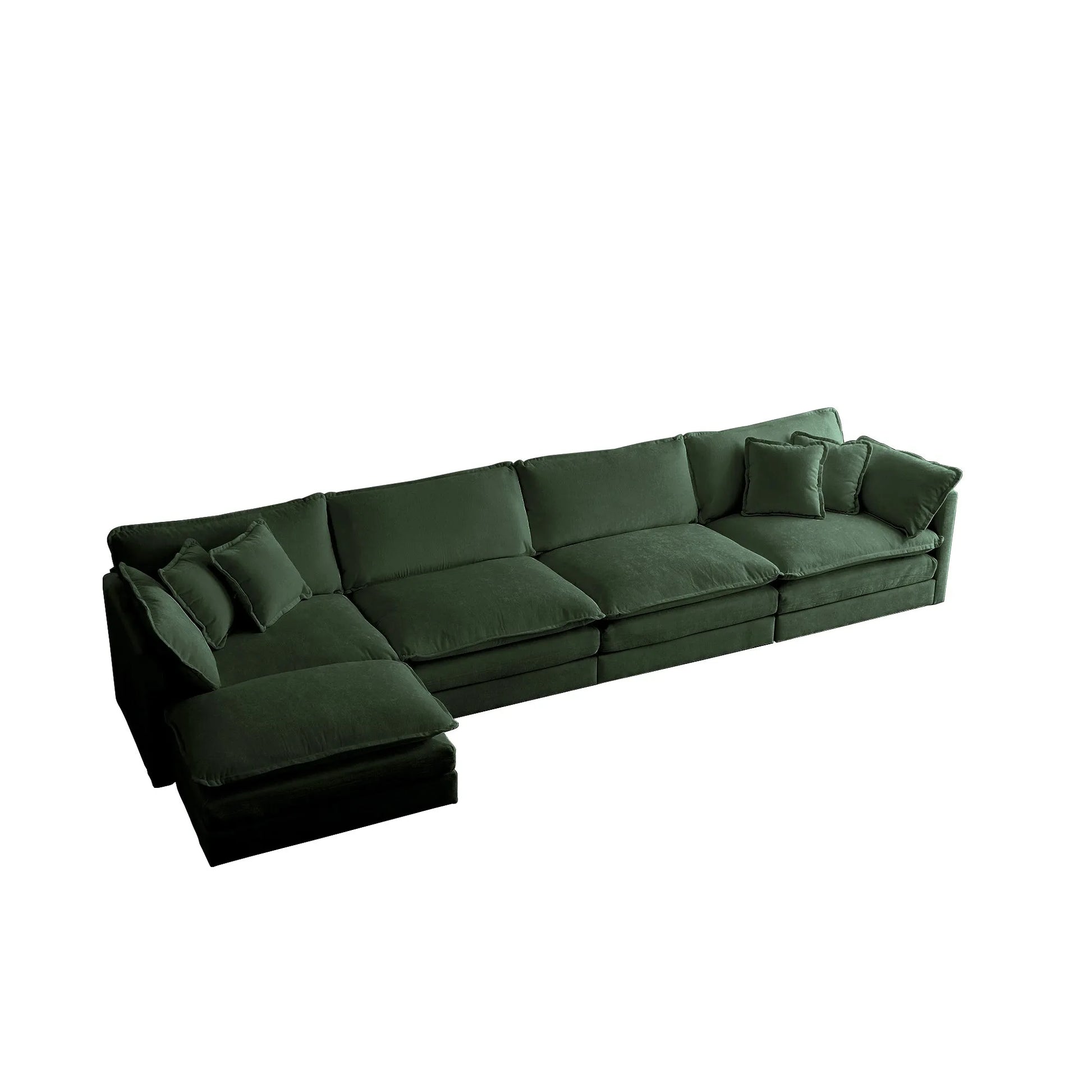 Oversized Modular Deep Seat Sectional Sofa, Green Sectional, Free Combination, Cloud Sofa