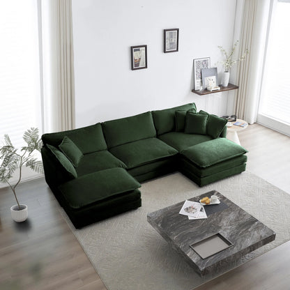 Oversized Modular Deep Seat Sectional Sofa, Green Sectional, Free Combination, Cloud Sofa