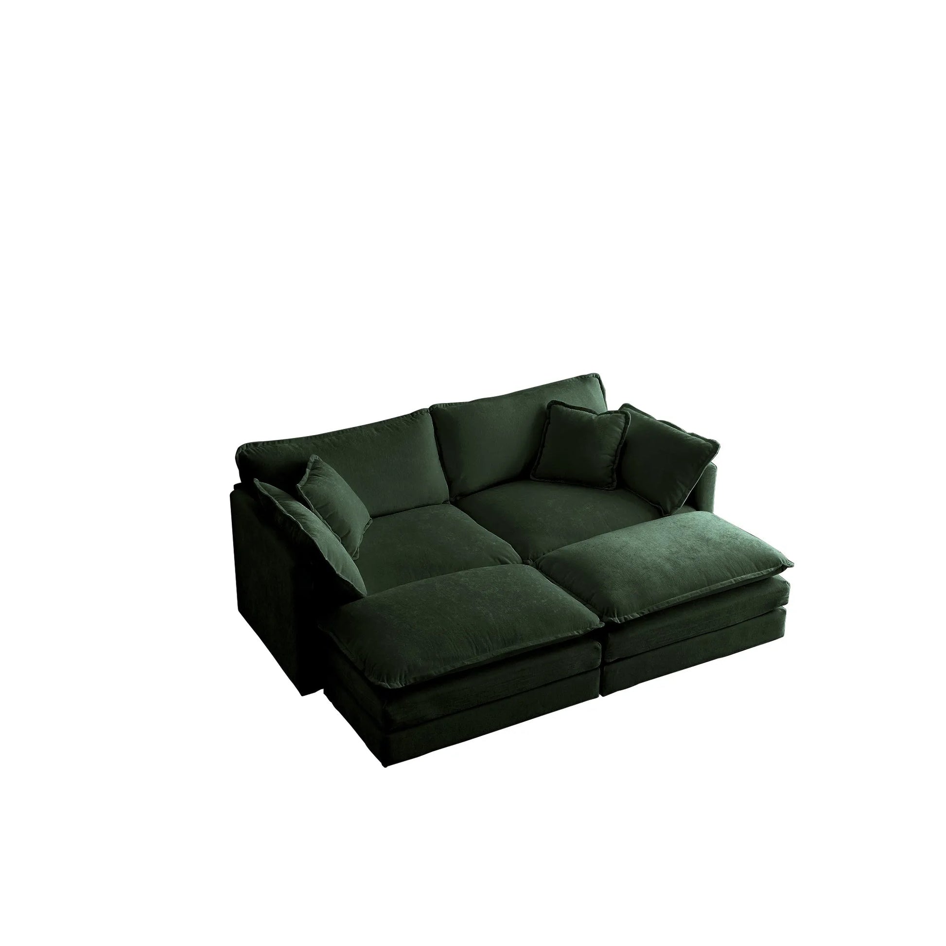 Oversized Modular Deep Seat Sectional Sofa, Green Sectional, Free Combination, Cloud Sofa