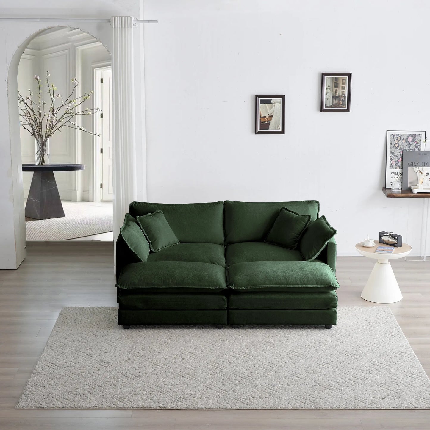 Oversized Modular Deep Seat Sectional Sofa, Green Sectional, Free Combination, Cloud Sofa