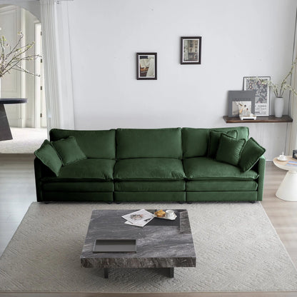 Oversized Modular Deep Seat Sectional Sofa, Green Sectional, Free Combination, Cloud Sofa