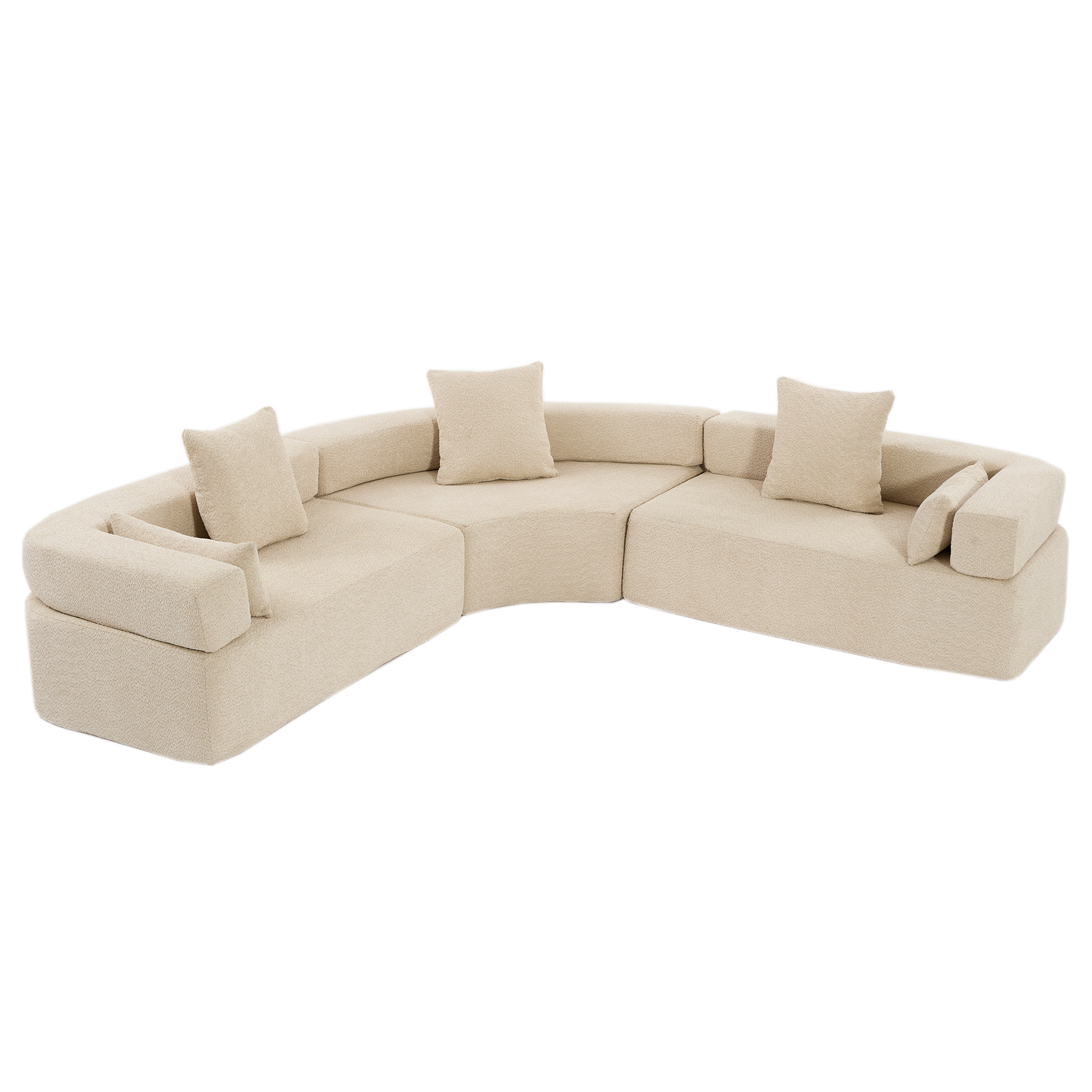 Henry Khaki Oversized Modern Modular Curved Sofa