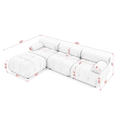 Modular Sectional Sofa, Button Tufted Designed and DIY Combination,L Shaped Couch with Reversible Ottoman, Beige Velvet