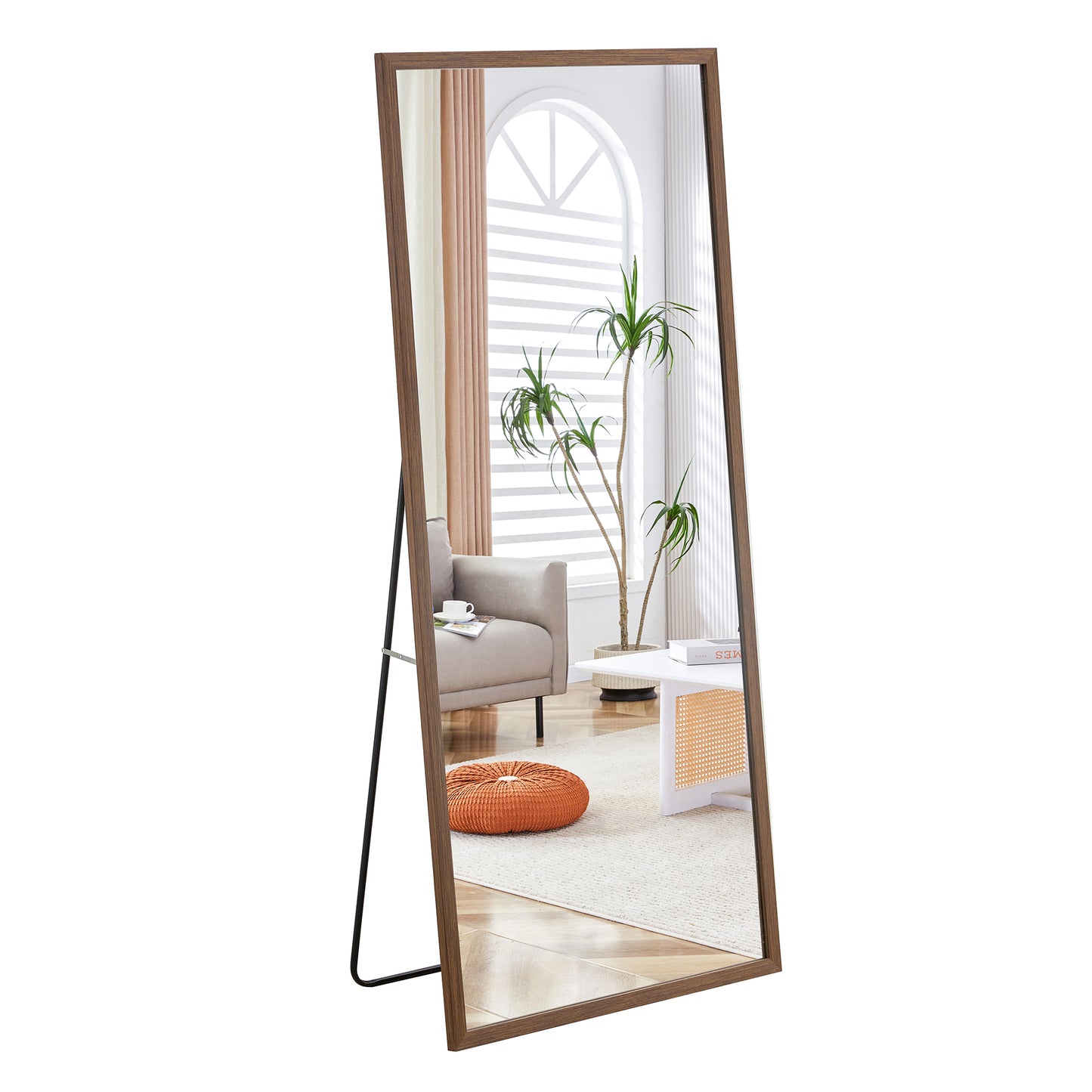 Fourth generation solid wood frame full-length mirror, dressing mirror, bedroom porch, decorative mirror, clothing store, floor standing large mirror, wall mounted. 71 "* 31.5"