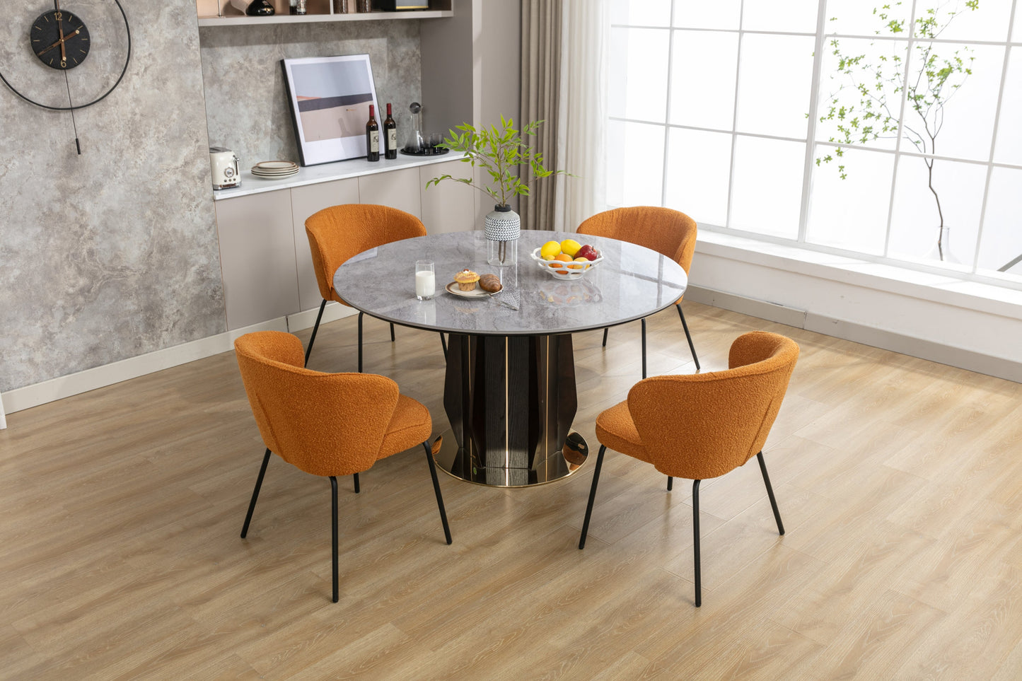 Retro Minimalist Modern Boucle Fabric Dining Chairs