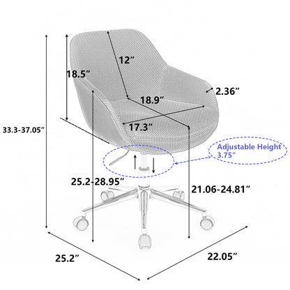 046-Mesh Fabric Home Office 360°Swivel Chair Adjustable Height With Gold Metal Base,Beige