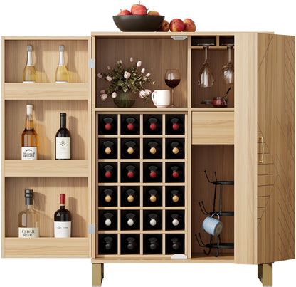 42.5" Modern Home Bar Cabinet Carved Wine Cabinet with Storage