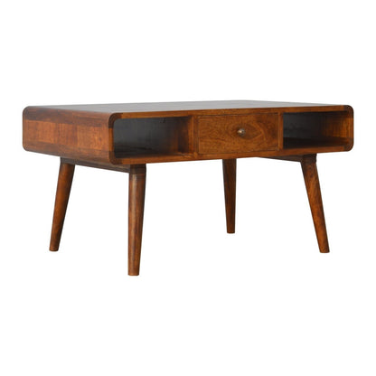 Artisan Furniture Solid Wood Curved Chestnut Coffee Table