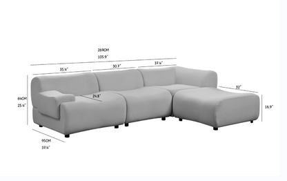 WKS8W White, strong and durable fabric, 4 free sectional sofa, high density sponge and solid wood frame