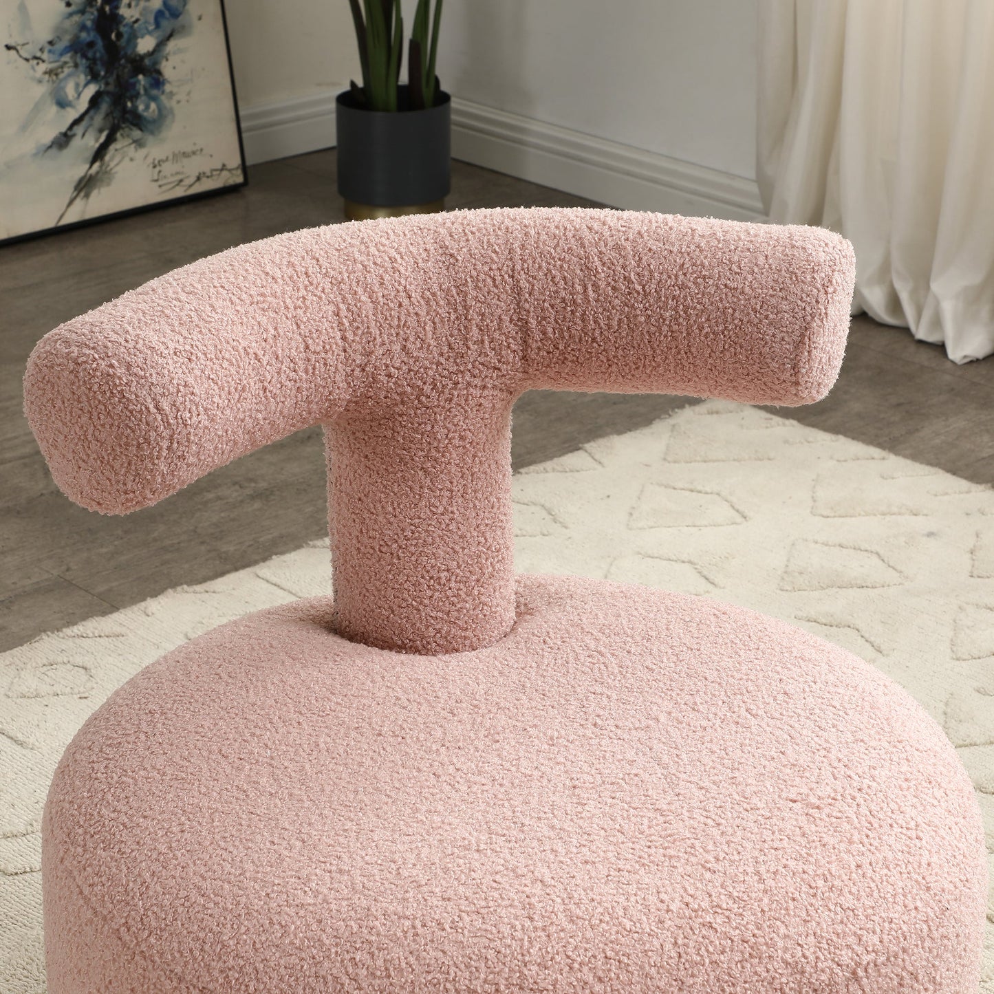 Modern Sherpa Fabric Chair Upholstered Creative Ottoman Pouf