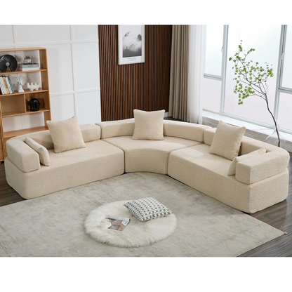 Henry Khaki Oversized Modern Modular Curved Sofa