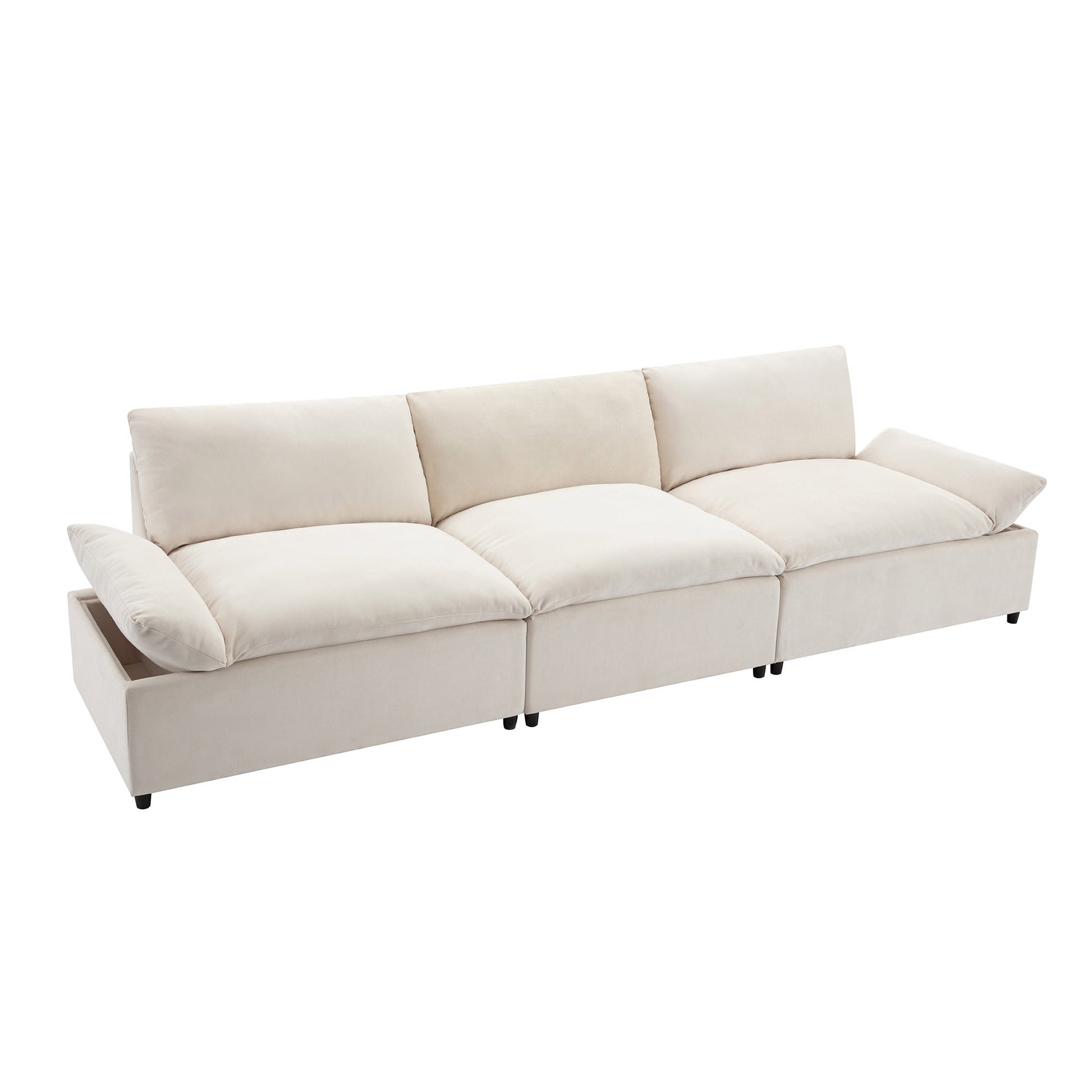 [ Video Provided]U_STYLE 119.5'' 3 Seater Sofa with 2 Storage Units , for Living Room, Office, Apartment