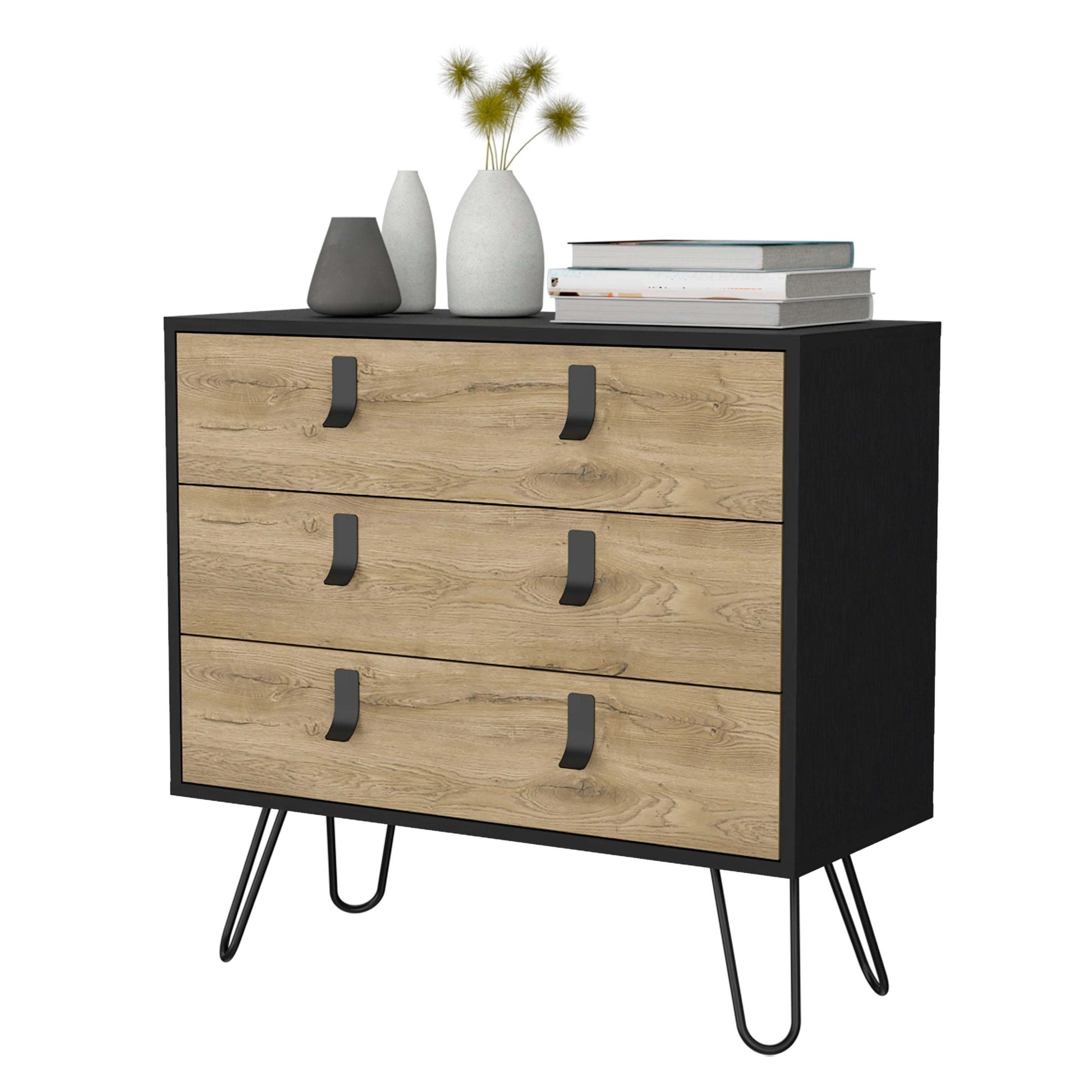 Chase Black and Macadamia 3-Drawer Dresser