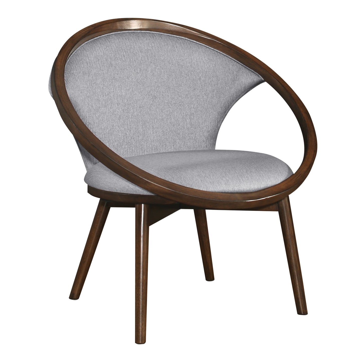 Mid-Century Design Solid Rubberwood Unique Accent Chair 1pc Gray Fabric Upholstered Modern Home Furniture Walnut Finish Frame