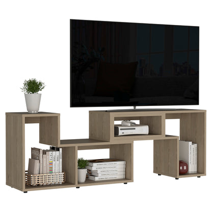 Being Extendable TV Stand, Multiple Shelves -Light Pine