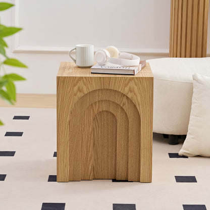 15.74'' Square Side Table Small Coffee Table Accent Table  Bedside Table for Living Room Bedroom,Nature