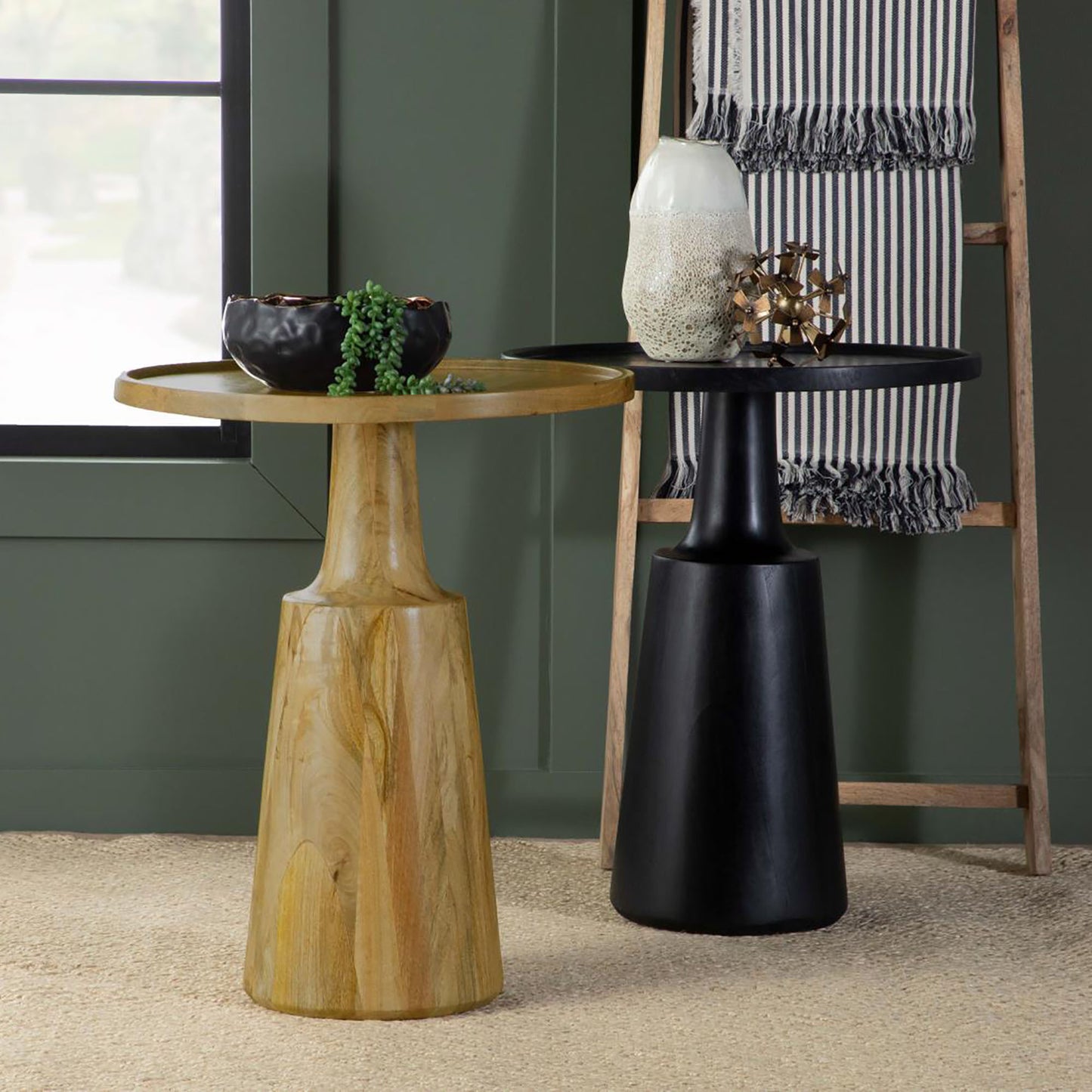 Natural Pedestal Accent Table