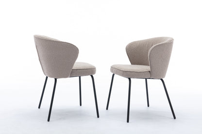 Retro Minimalist Modern Boucle Fabric Dining Chairs