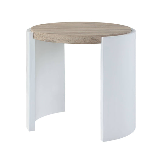 Zoma Oak & White High Gloss Finish End Table