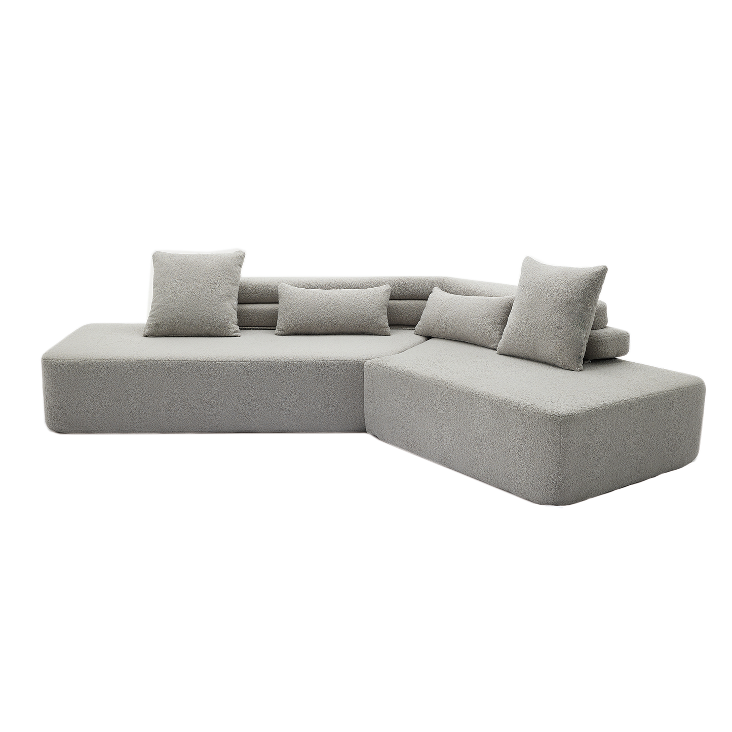 [NEW ARRIVED] [VIDEO PROVIDED] 128"Minimalist Cloud Sectional Couch ,Modern Couches ,4-Seater ,No Assembly,Two modular sofa,Boucle Teddy  Fabric, upholstered , anti-wrinkle fabric,Light Gray