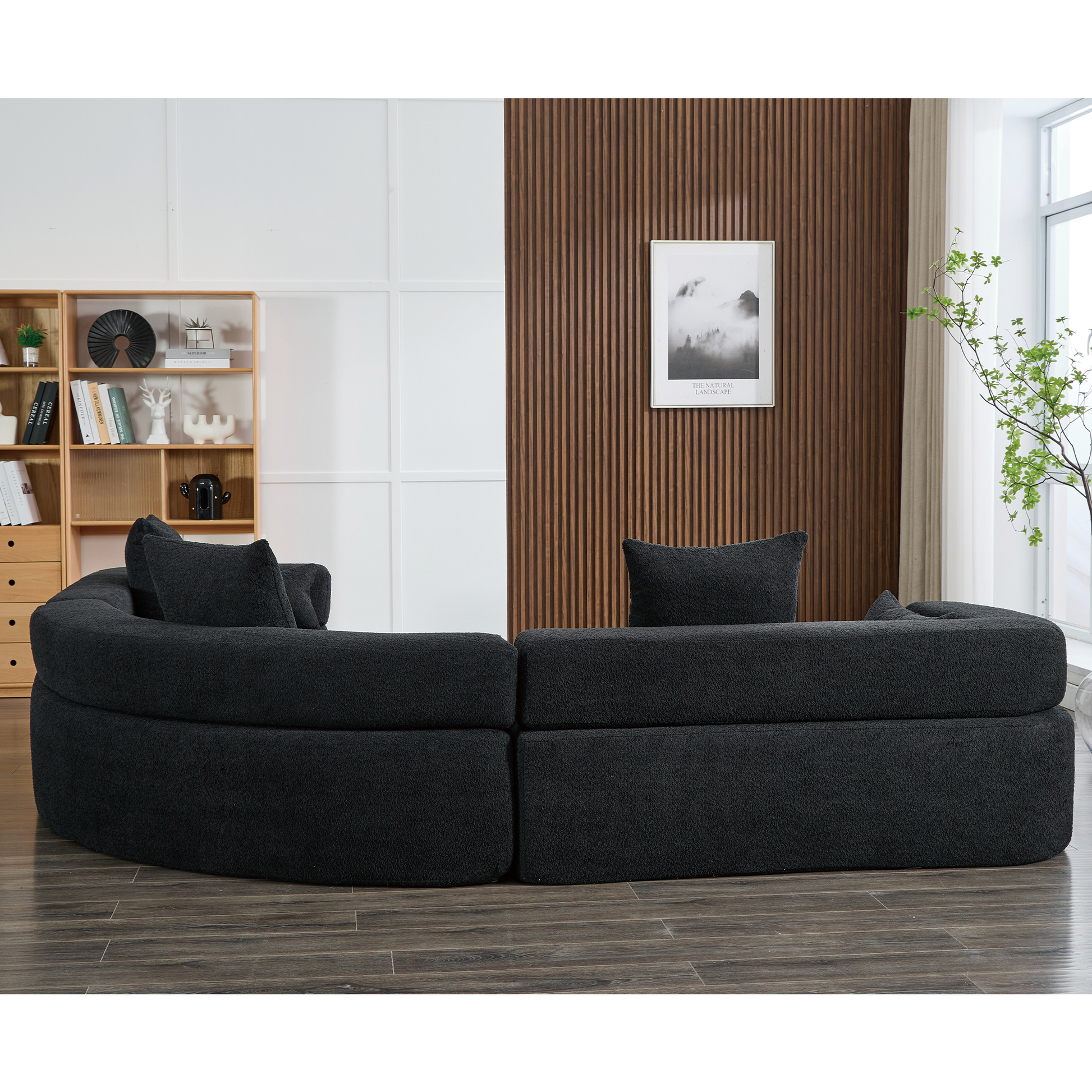 [NEW ARRIVED] [VIDEO PROVIDED]Oversized Combination Sofa,Curved Sofa,Upholstered 4 Seater Couch for Living Room,  Modern Modular 3 Piece Free Combination, Semicircular Modular  Sofa ,  Boucle, Black