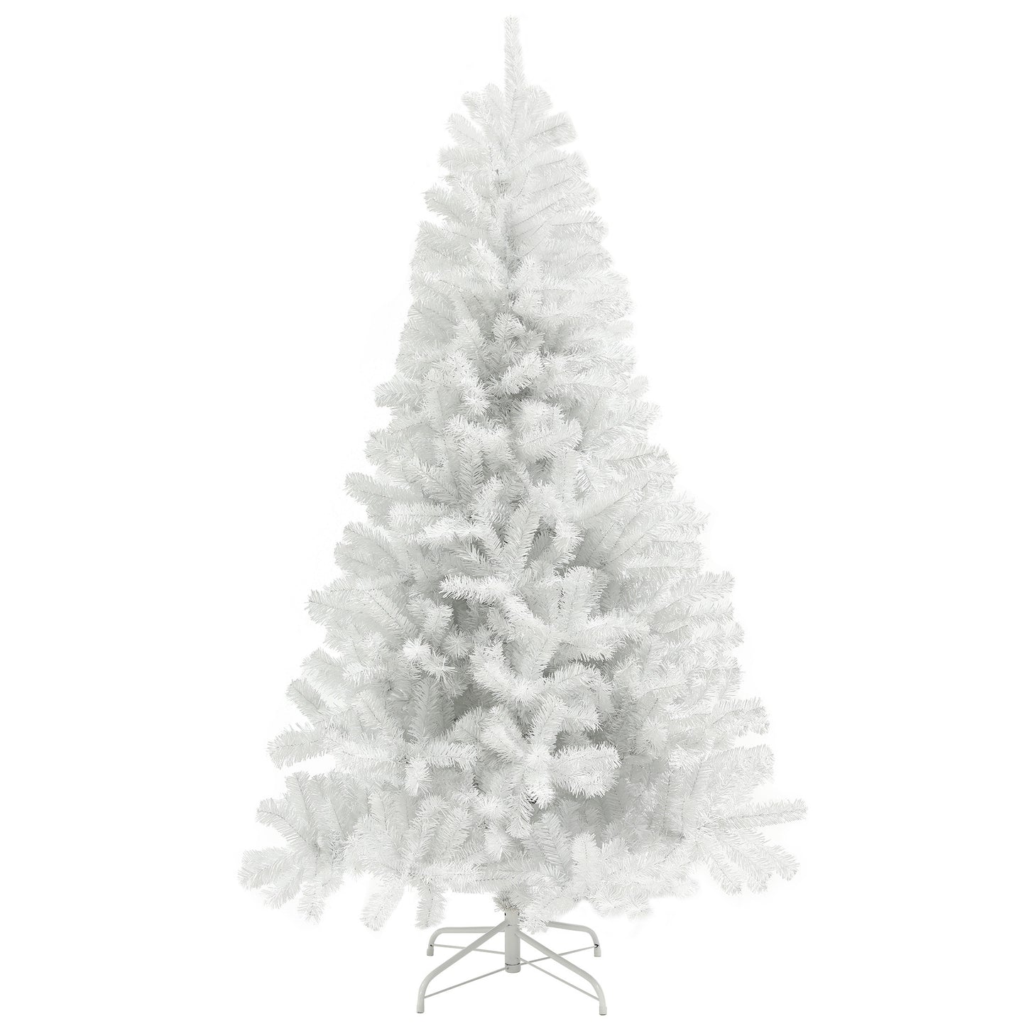 HOMCOM 7.5ft Tall Artificial Christmas Tree, Unlit Xmas Tree with 1346 Branch Tips, Auto Open, Steel Base, Holiday Décor for Home Office, White