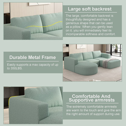 104.32*66.92 Modular Sectional Sofa Sleeper Couch, Sectional Sofa with Chaise and Ottoman, Convertible U Shaped Modular Sofa Set. Compressed spon, Light Green (Combo A+2B+2D)