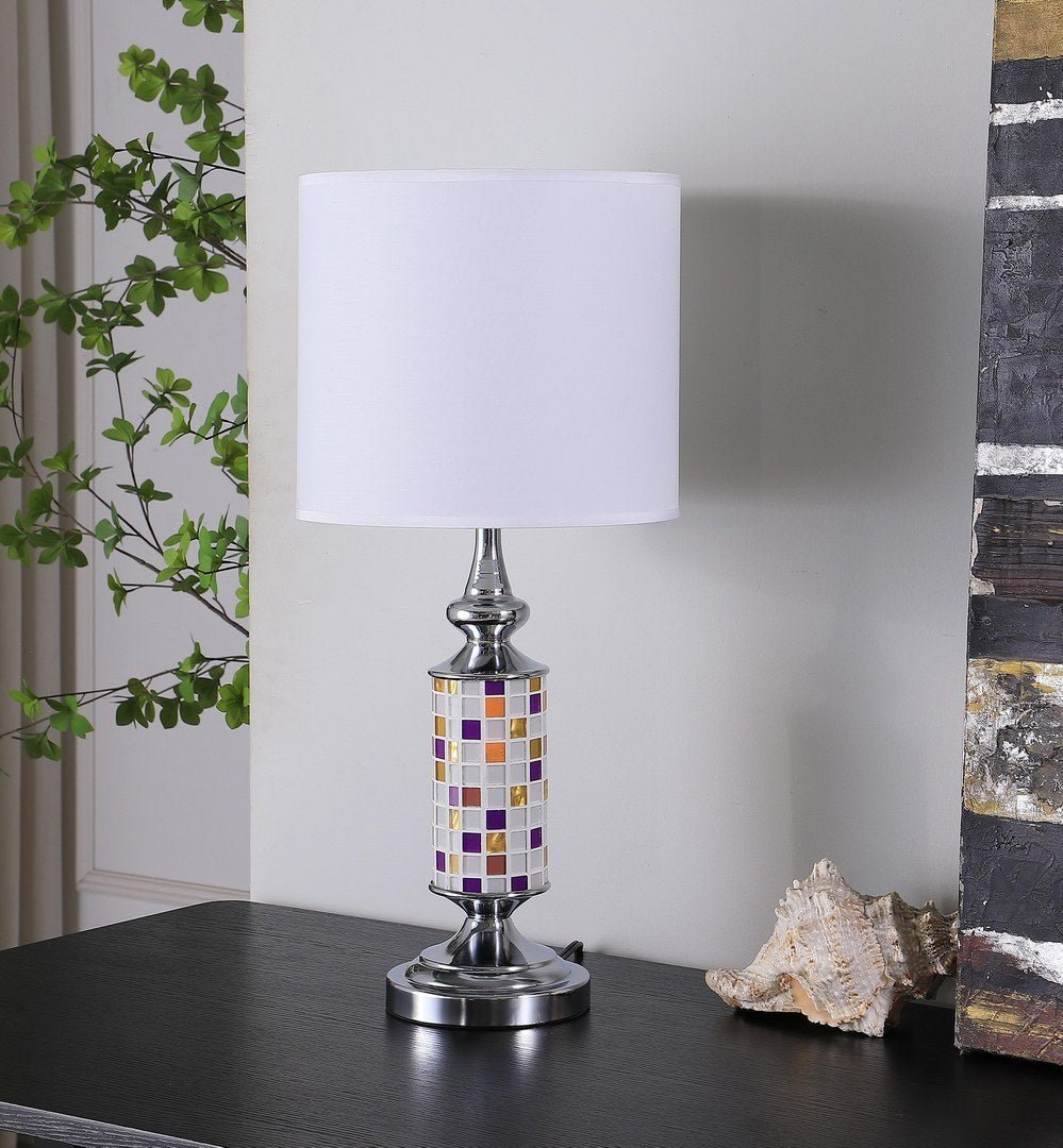 24" Vicki Chrome Bohemian Glass Mosaic Modern Table Lamp - Groovy Boardz